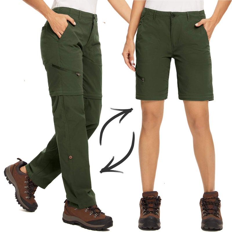 Toomett Hiking Pants for Women Stretch Waterproof Outdoor Golf Lightweight Quick Dry Stretchy Zip Off Pants for Women,2192,Army Green,34 - Image 1